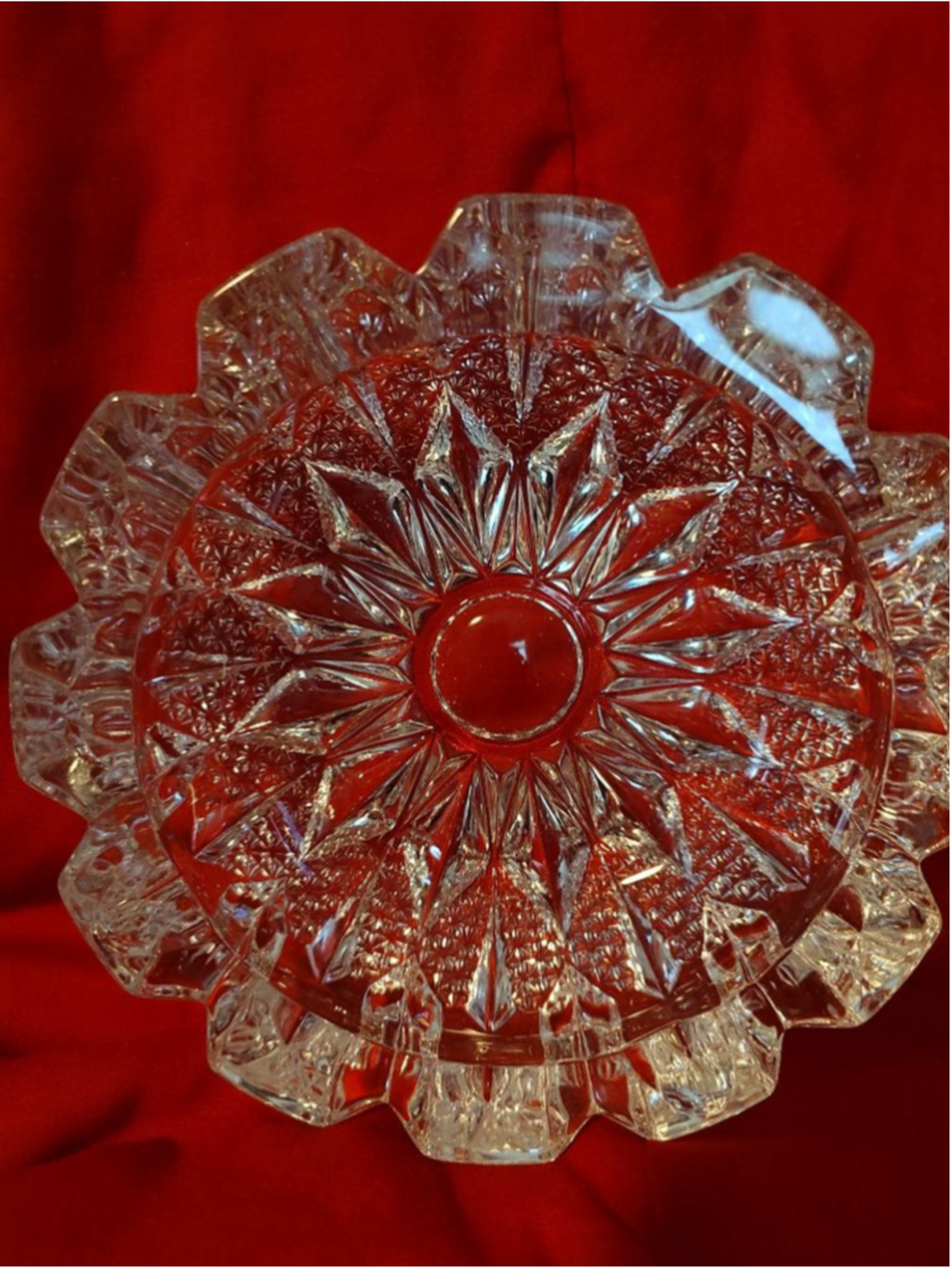 Vtg. Heavy Leaded Crystal Bowl Diamond Beveled Dish